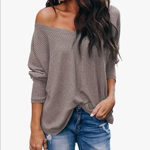 Women’s off the should waffle knit top XL